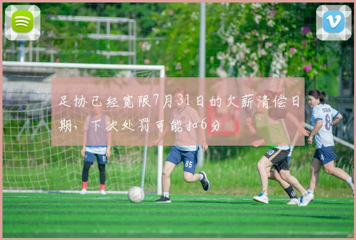 足协已经宽限7月31日的欠薪清偿日期，下次处罚可能扣6分